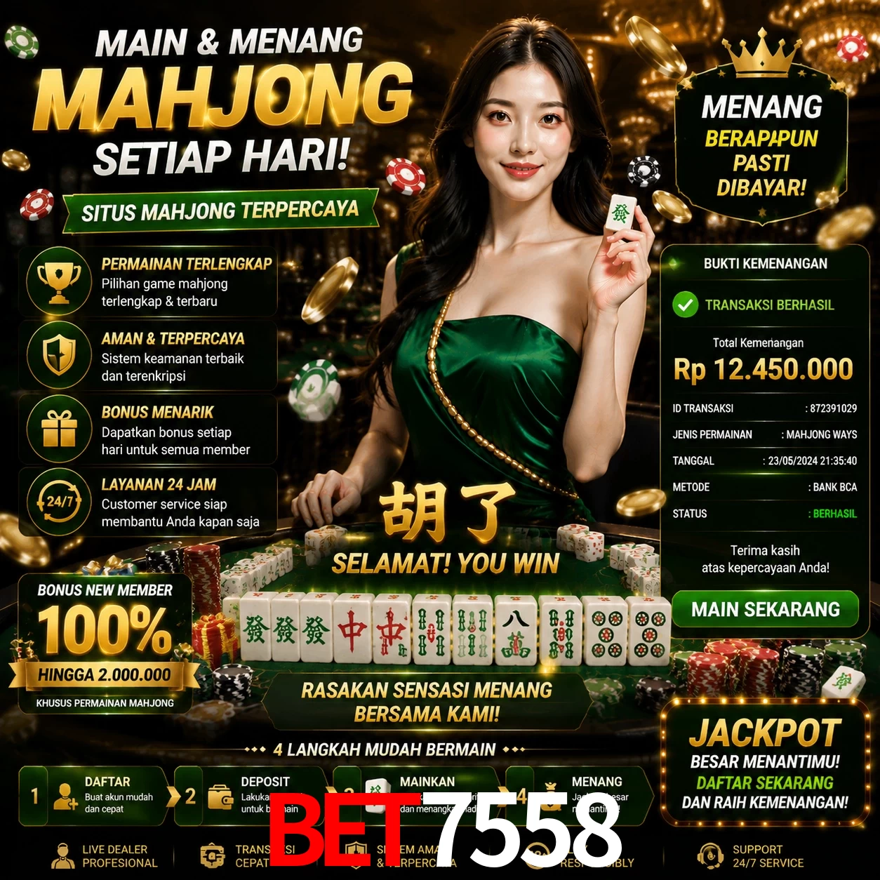 Ganhar e sacar na Bet7558